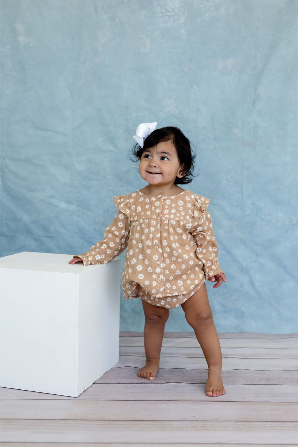 Linden Blouse & Bloomer Set | Tiny Blooms Sand