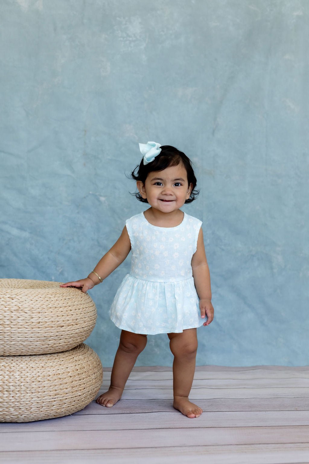 Annistyn Romper – Tiny Blooms Ice