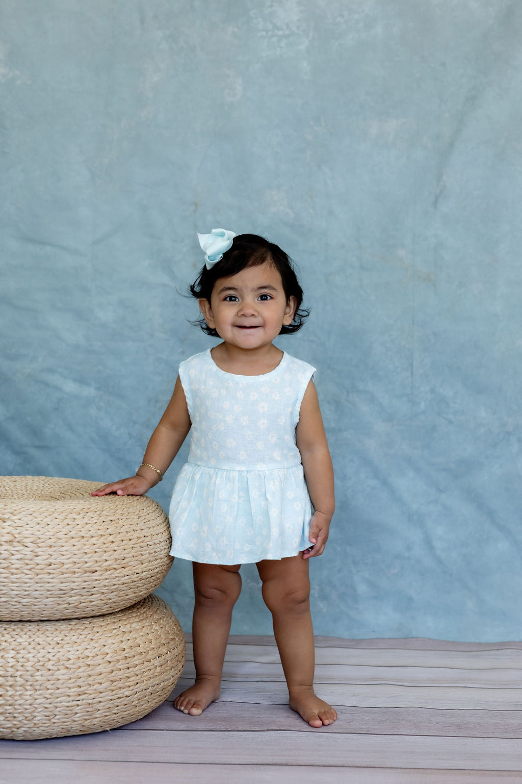 Annistyn Romper – Tiny Blooms Ice
